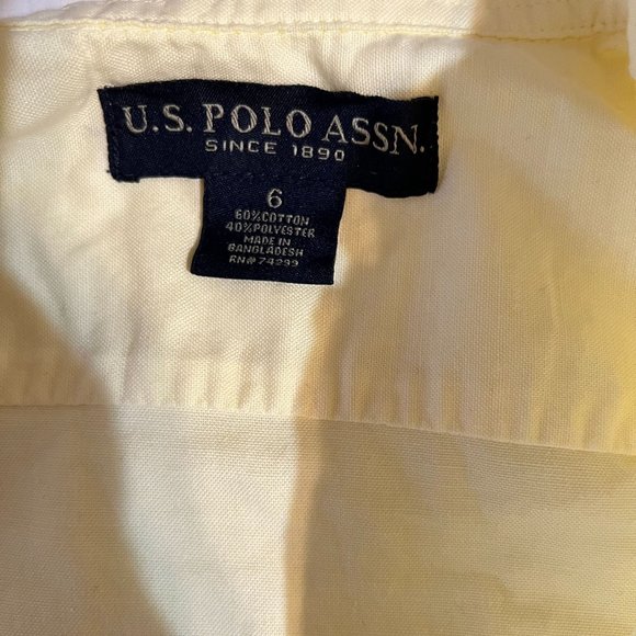 US Polo Assn Boys Yellow Collared, Short sleeves size 6 - Picture 2 of 4